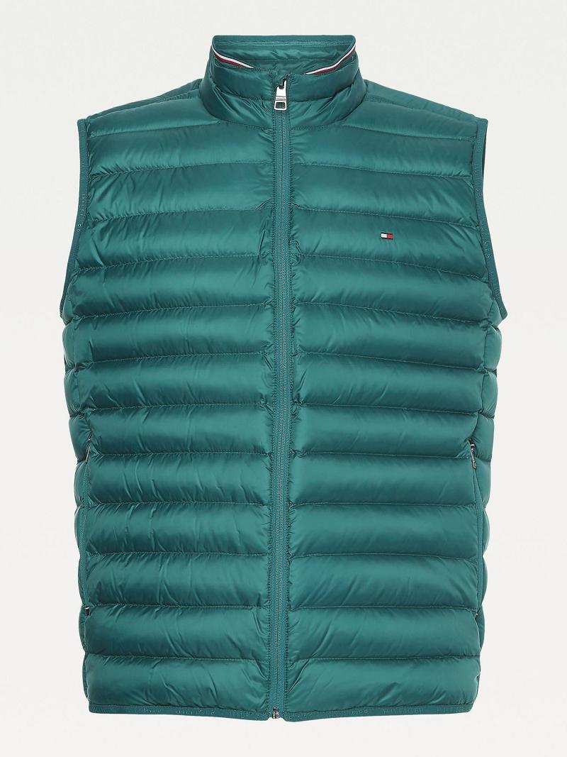 Férfi Tommy Hilfiger Recycled packable vest Kabát Zöld | HU 1201ILH